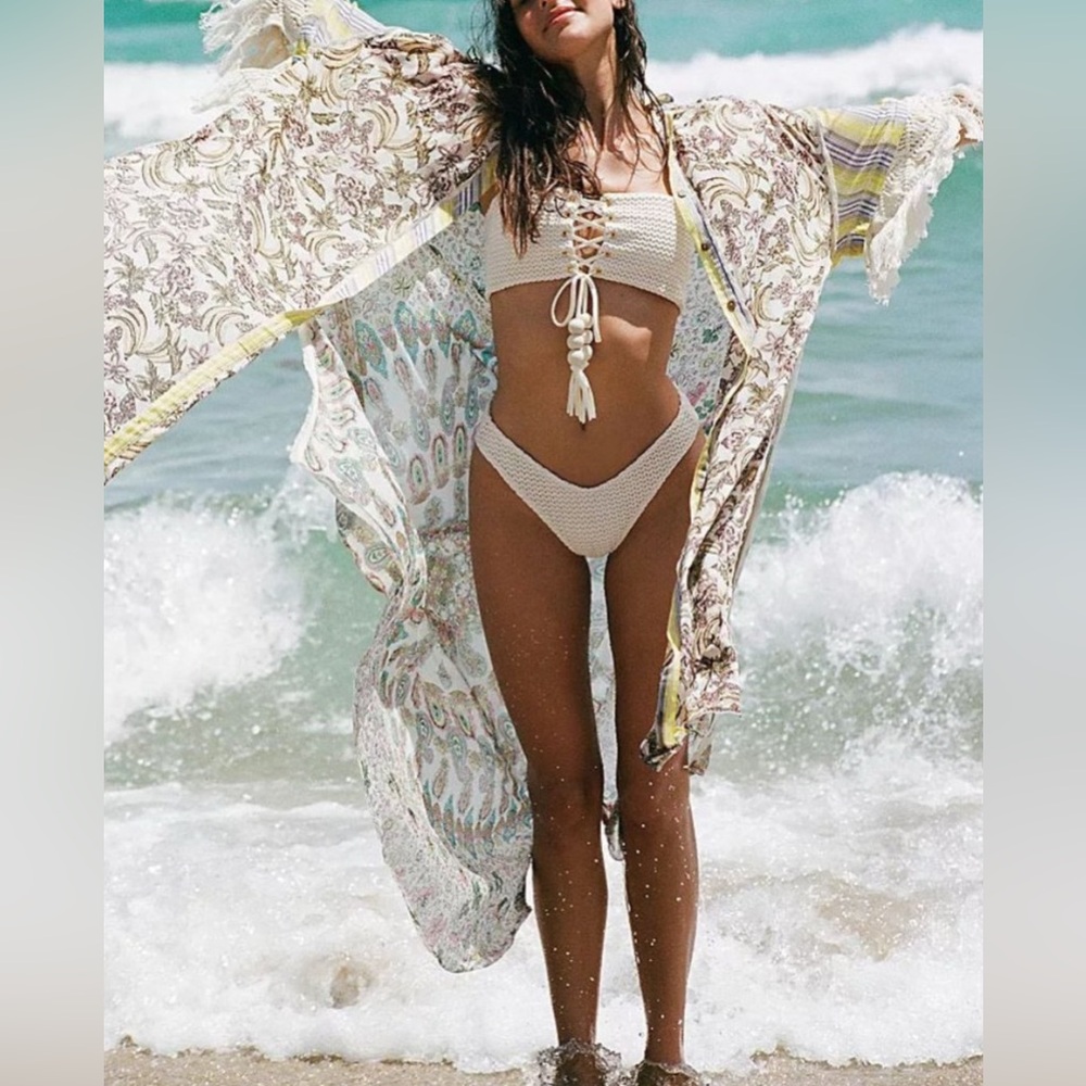 Free People Watching Waves Maxi Top Aquamarine Combo size Small NWT